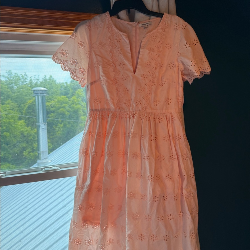 Madewell Pink Eyelet Midi Dress